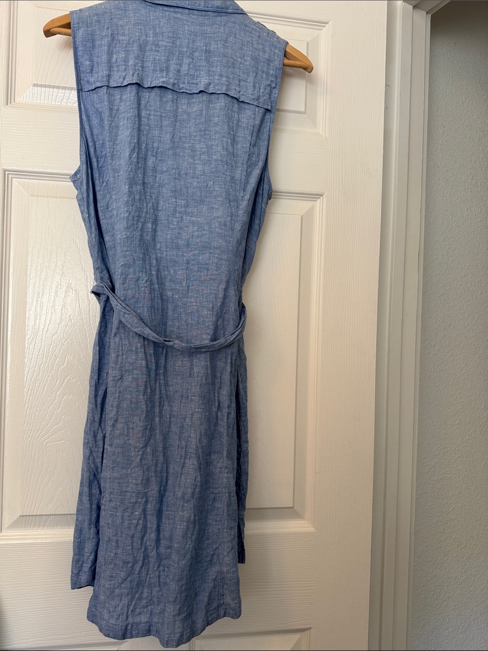 INC Linen Light Blue Sleeveless Tie-Waist Dress - Picture 2 of 7